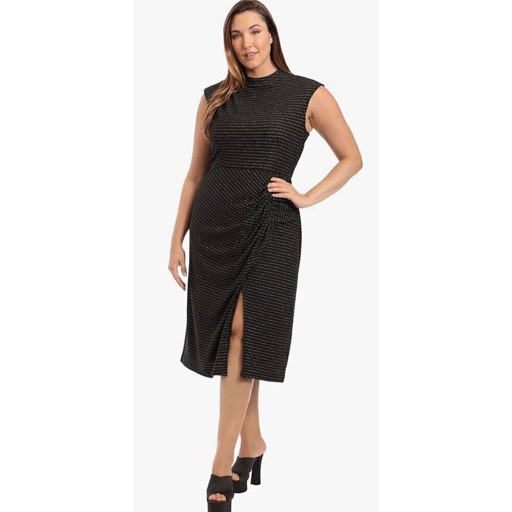 Donna Morgan Women's Plus Size Holiday Wrap-Look Dress